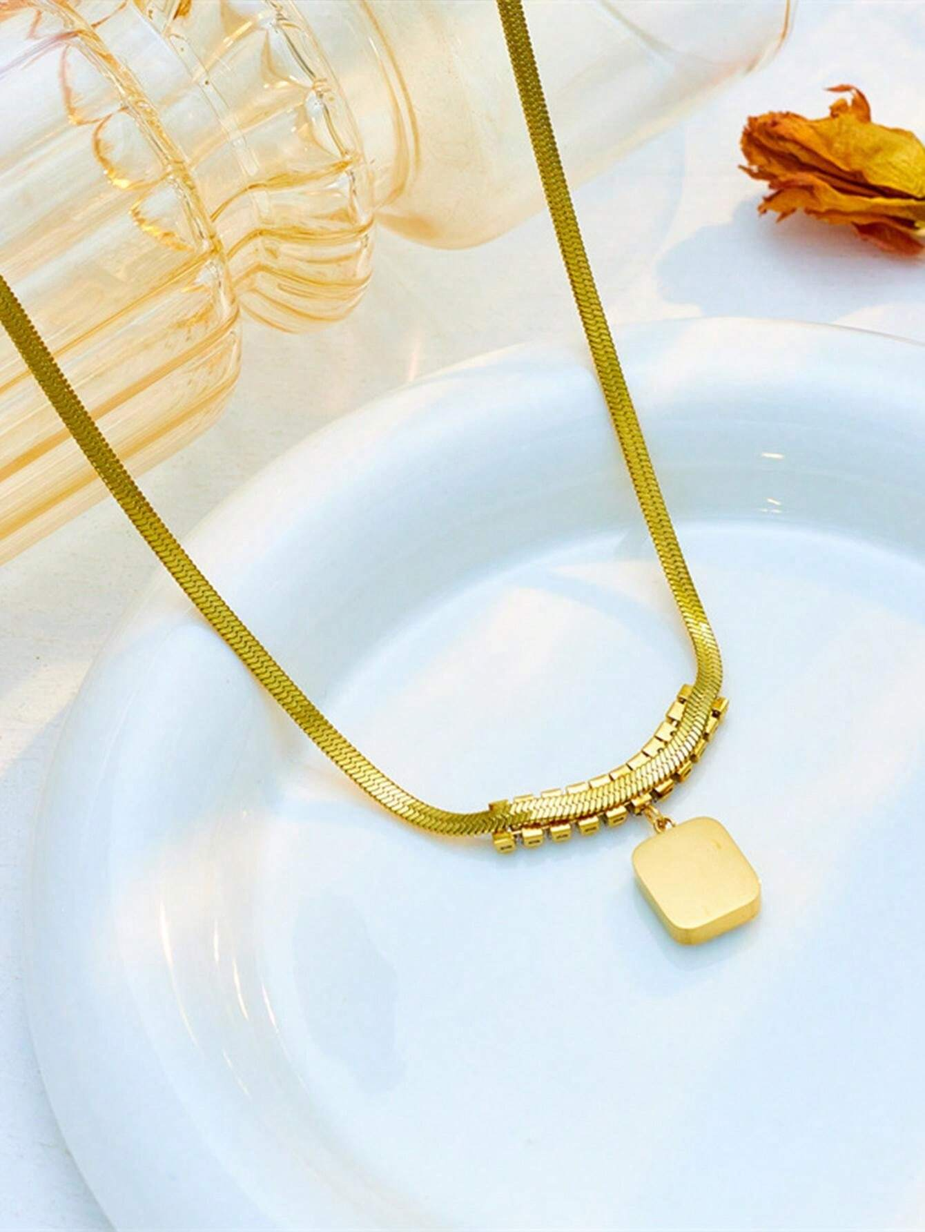 Conjunto Esmeralda Imperial - Colar com Pingente, Pulseira e Brincos de Aço Inoxidável