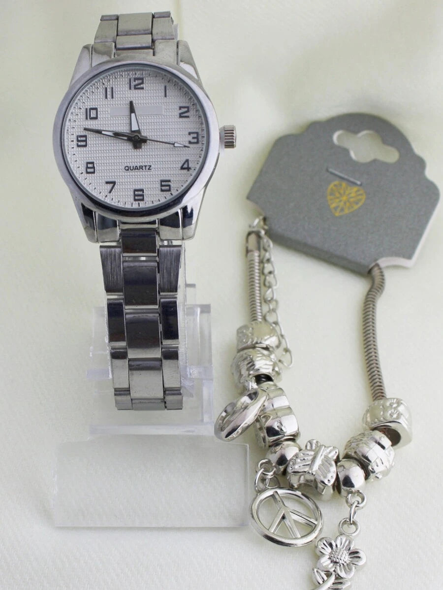 CharmTime Elegance – Kit Relógio & Pulseira