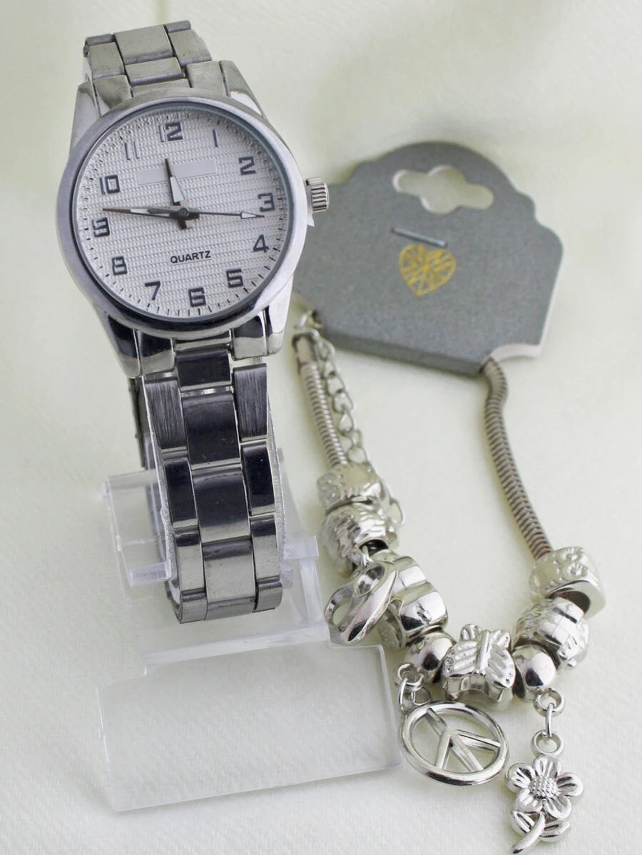 CharmTime Elegance – Kit Relógio & Pulseira