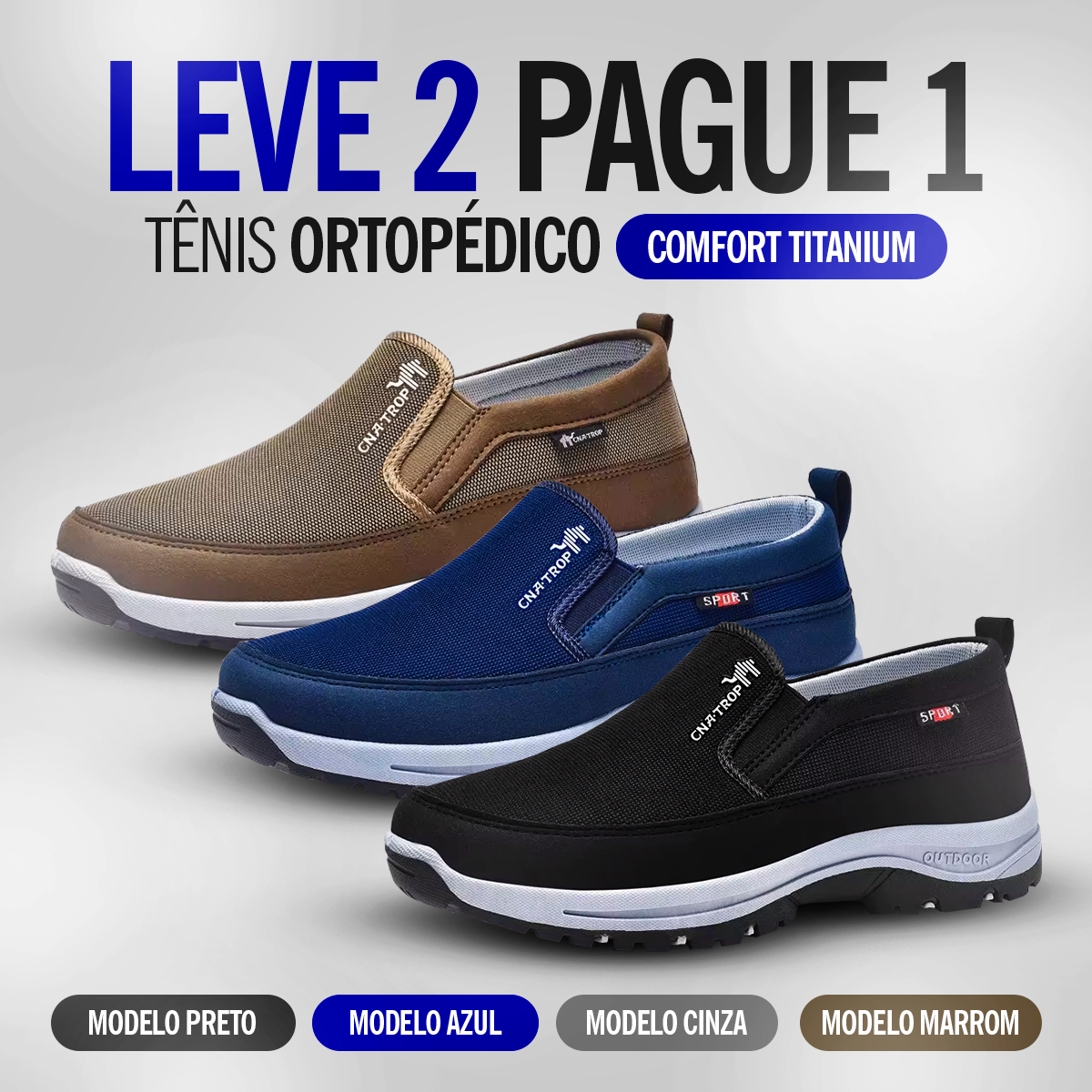 Tênis Ortopédico Comfort Titanium - COMPRE 1 LEVE 2