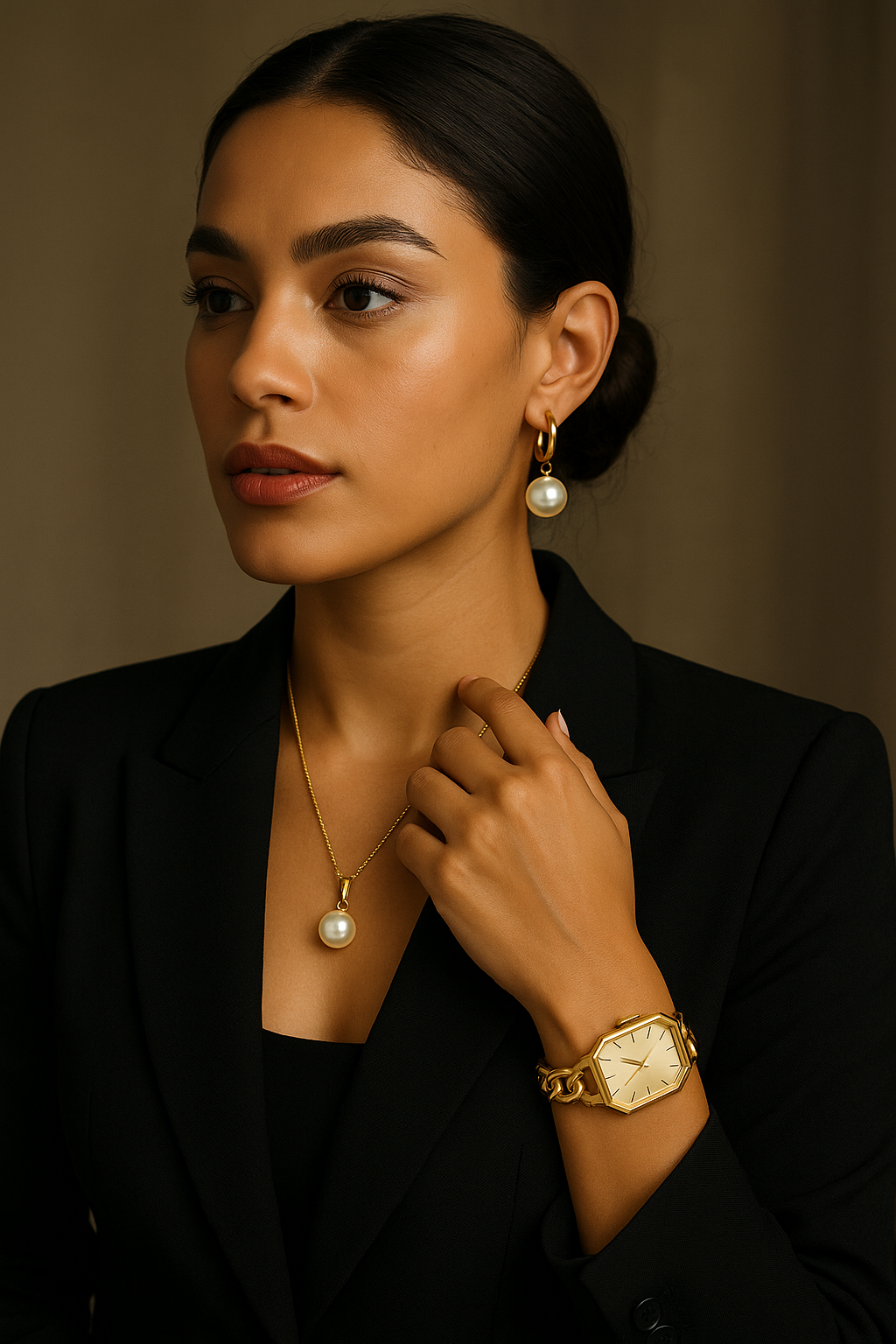 Kit Pérola Gold – Sofisticação que Atrai Olhares (4 Acessórios)